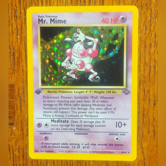 VLP WOTC 1st Edition Holo Mr. Mime 6/64 Jungle Set Pokemon Card VLP WOTC 1st Edition Holo Mr. Mime 6/64 Jungle Set Pokemon Card